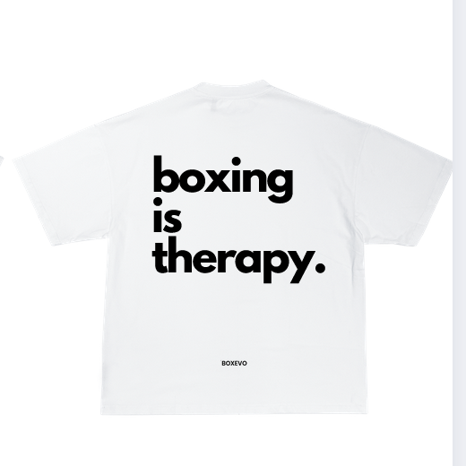 "BOXING IS THERAPY" - SHIRT WHITE/BLACK