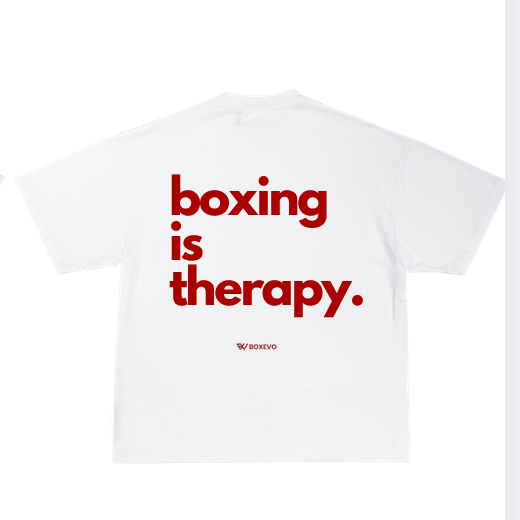 "BOXING IS THERAPY" - SHIRT WHITE/RED
